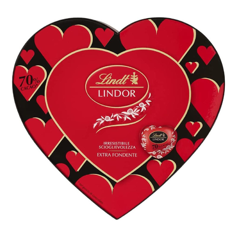 Cioccalatini Cuori Lindor - Lindt - Cuore - Extra Fondente 70% - Confezione Regalo 96 g