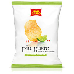 Patatine San Carlo Piu' Gusto - Lime e Pepe Rosa 50 gr - 20 Buste