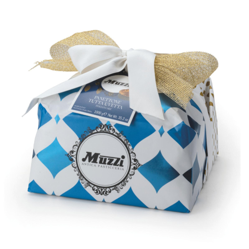 Panettone Tutta Uvetta - Muzzi - Incartato a Mano - 1 Kg