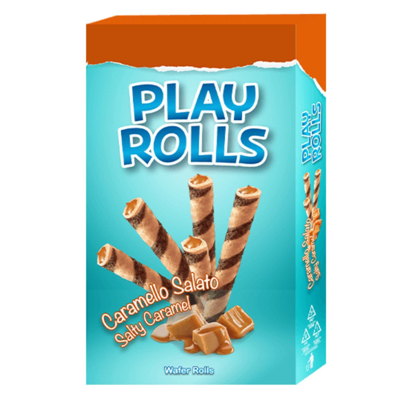 Biscotti - Cialda Di Wafer - Play Rolls Caramello Salato - PlayTime - Box da 150 g 