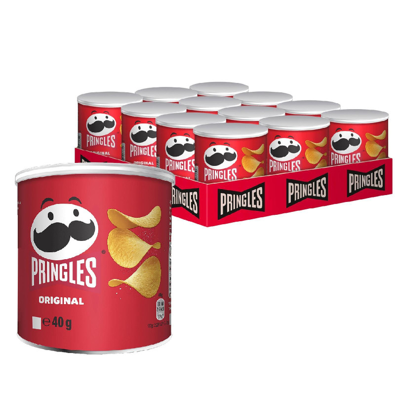 Tubo Patatine Pringles - Original - Classiche - Rosse - 12 Pezzi da 40 g