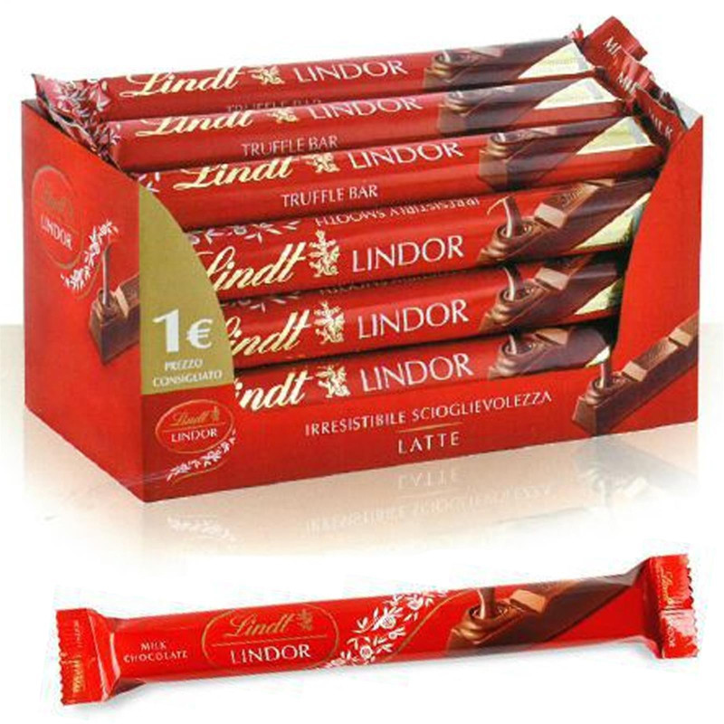 Barretta Cioccolato al Latte - Lindt - Lindor Stick - 24 Pezzi da 38 gr