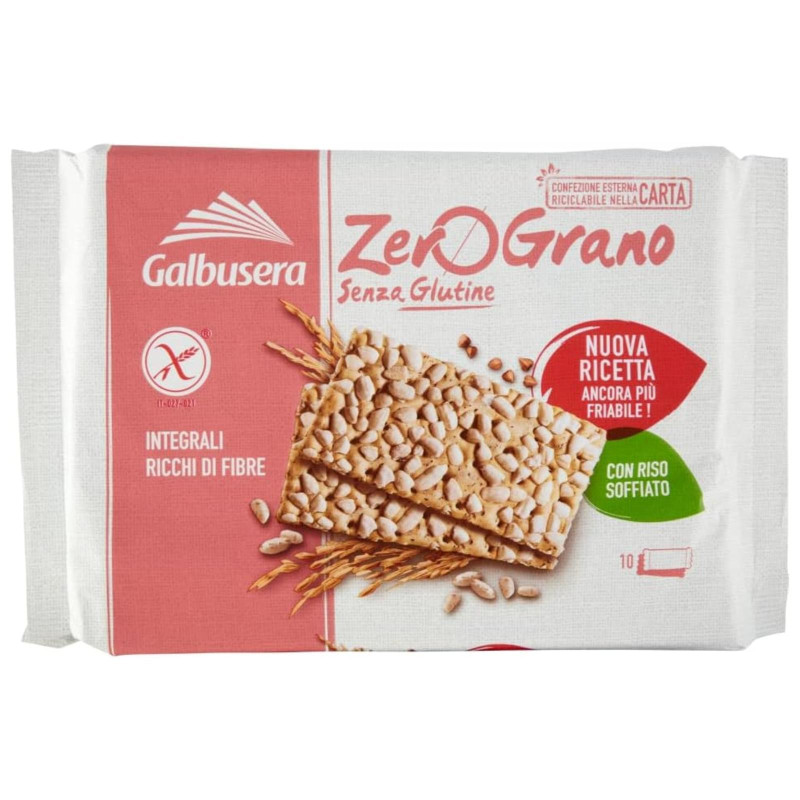 Cracker Integrale Galbusera - Zero Grano - Senza Glutine - Riso soffiato - 360 g