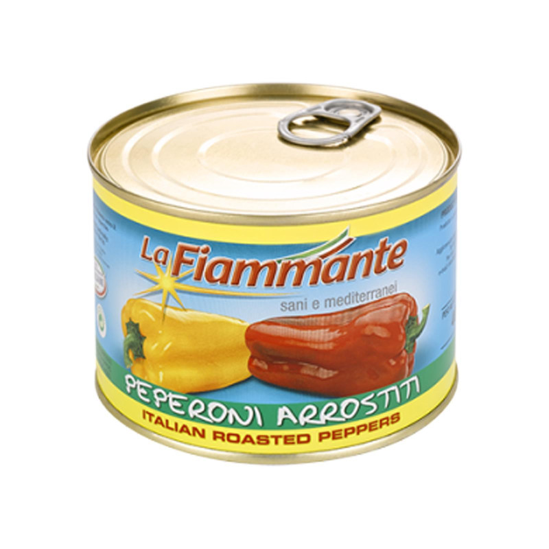 Peperoni Arrostiti interi Pelati - La Fiammante - Lattina da 350 gr