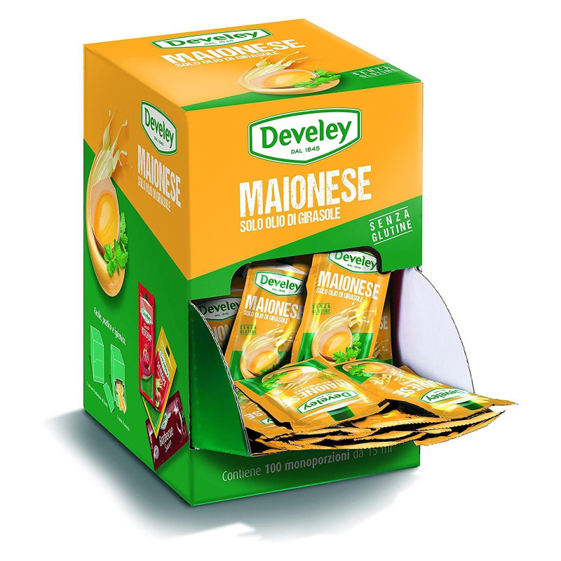 Salsa Maionese - Develey - Maionese Olio Girasole - Box 100 Bustine Monodose 15 ml