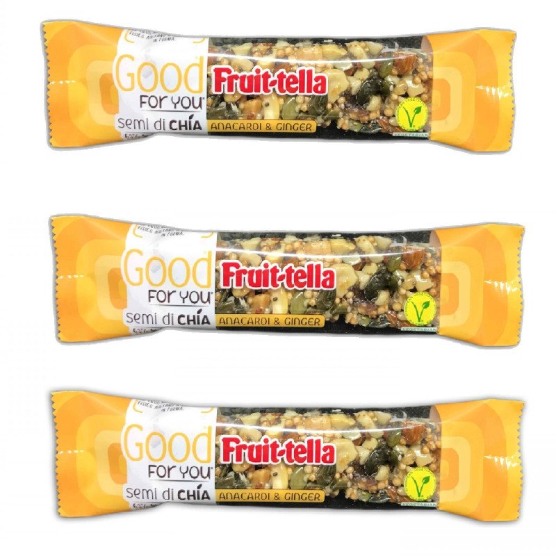 8 Barrette  36 gr - Fruittella - Good For You - Semi di Chia - Anacardi e Ginger 