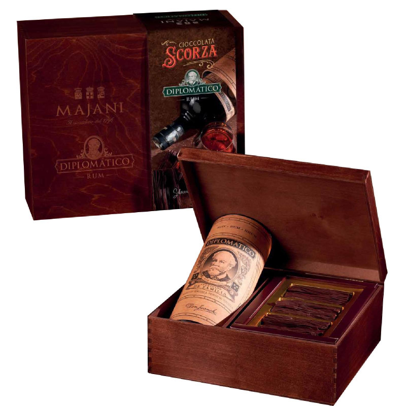 Cioccolatini Majani - Confezione Regalo - Experience Box - Diplomatico Rum 700ml + 300 g