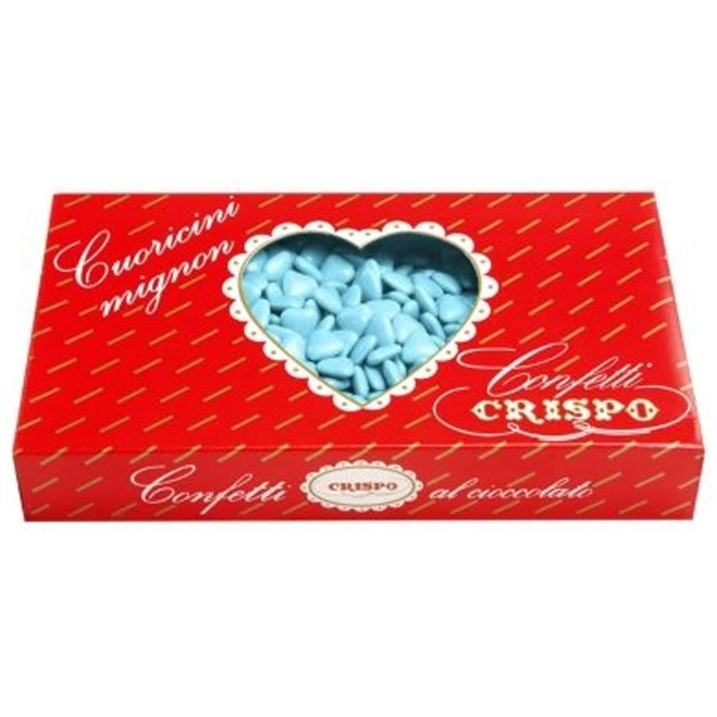 Confetti Crispo - Cuoricini Mignon Cioccolato - Celeste - 1 Kg