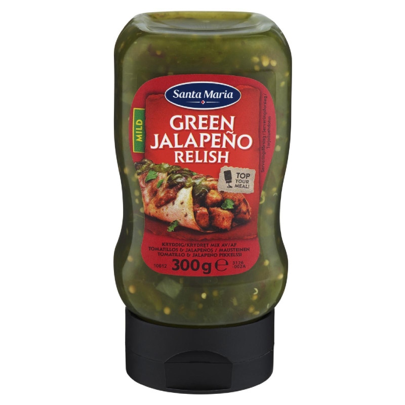 Green Jalapeno Relish - Santa Maria - Salsa Dolce di Peperoni Jalapeno - 300 g