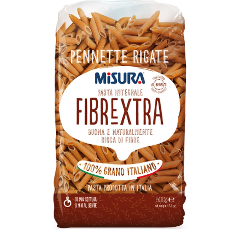 Pasta Misura - Pasta Integrale Fibre Extra - 500 gr - Pennette Rigate