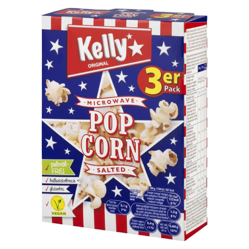 Pop Corn Kelly Per Microonde - Pop Corn - Salati - 3 x 90 g (270 g)