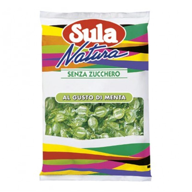 Caramelle Sula Natura - Gusto Menta - Senza Zucchero - Busta da 1 Kg