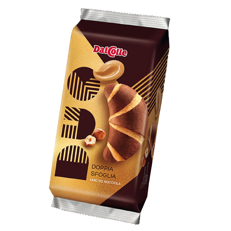 Merendine Dal Colle - Cornetti - Croissant Doppia Sfoglia Crema Nocciola - 5 Pezzi - 250 g