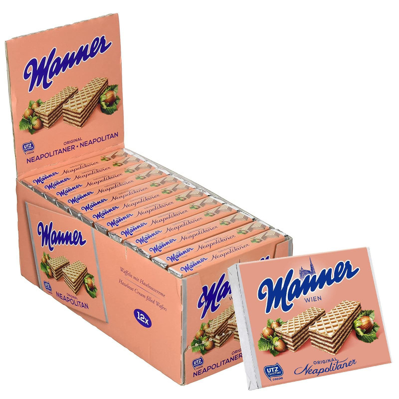 Wafer Manner - Wafer Con Crema alla Nocciola - Neapolitaner - 12 x 75 g