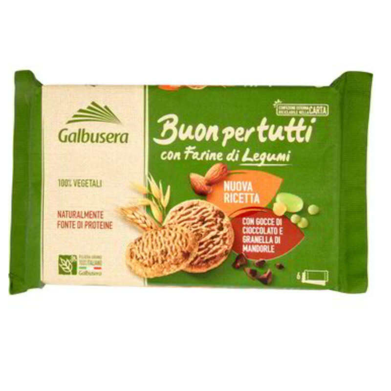 Biscotti Galbusera - Frollini Buon Per tutti - Con Gocce Cioccolato e Mandorle - 260 g