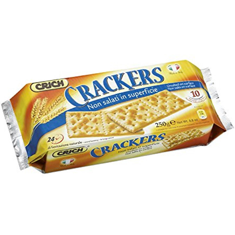 Crackers Crich - Cracker Non salati in superfice - 250 gr 10 Porzioni