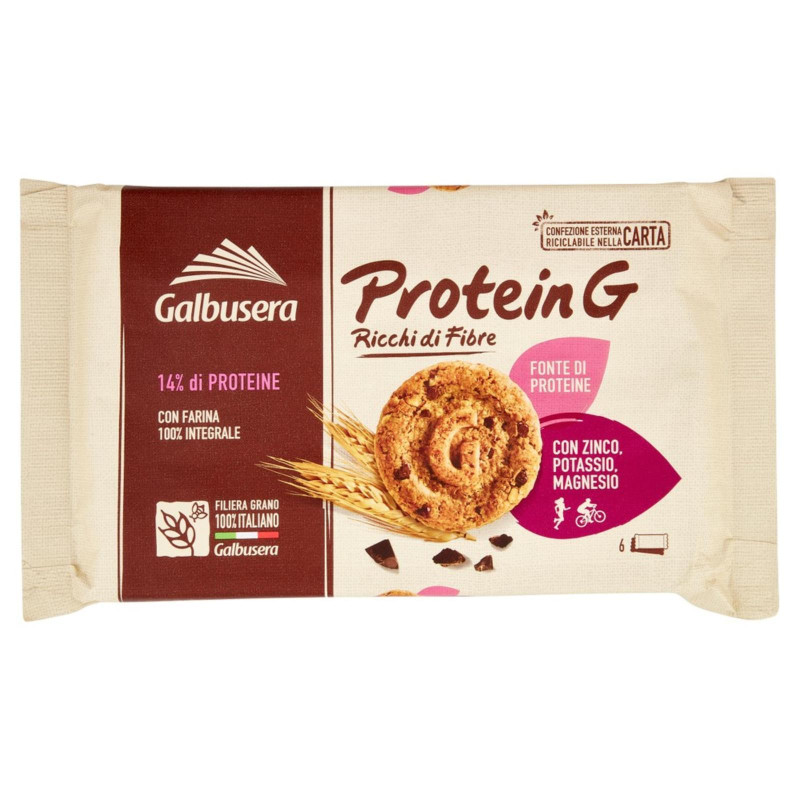 Biscotti Galbusera - Frollini integrali Protein G con gocce di cioccolato - 300 g