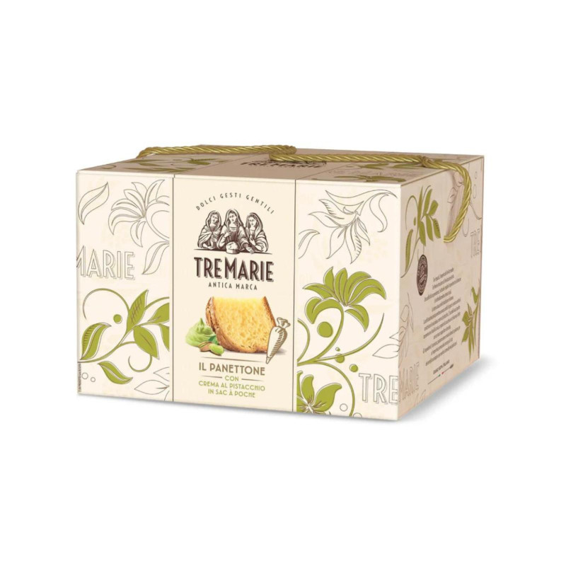 Panettone Tre Marie - Pistacchio con Sac a Poche - Pasticceria d'Eccellenza - Scatola Quadrata 950 g