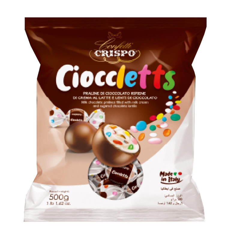 Praline Cioccolato - Crispo - Praline Cioccletts - Crema al Latte e Lenti di Cioccolato - 500 g