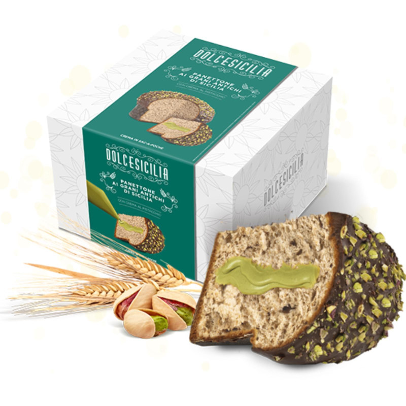 Panettone Dais - Panettone Ai Grani Antichi di Sicilia - Con Crema al Pistacchio - 850 g