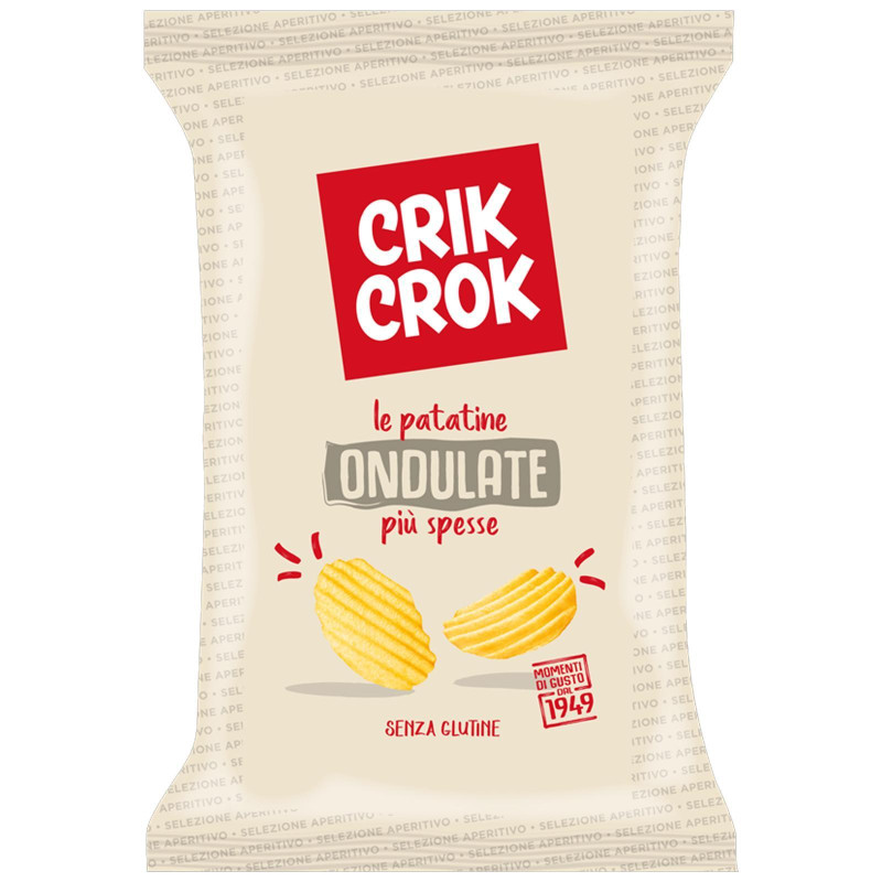 Busta Patatine Crik Crok - Le Patatine Ondulate - Classiche - 16 Buste da 130gr