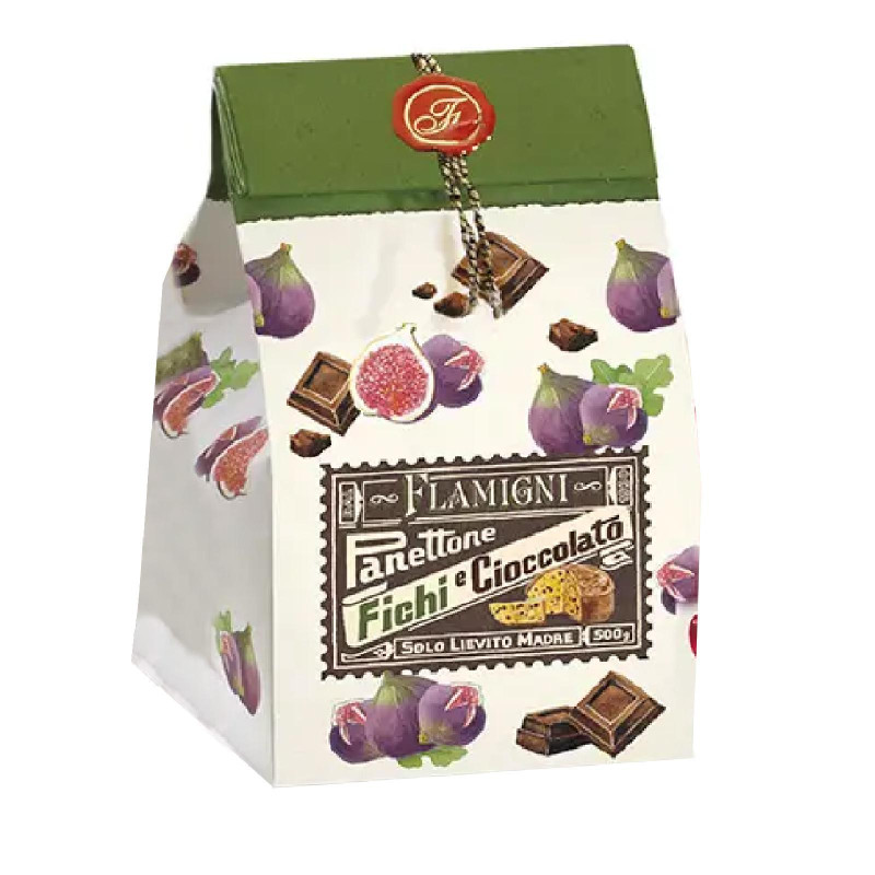 Panettone Flamigni - Panettone Fichi e Cioccolato - Sacchetto Rustico - 500 g