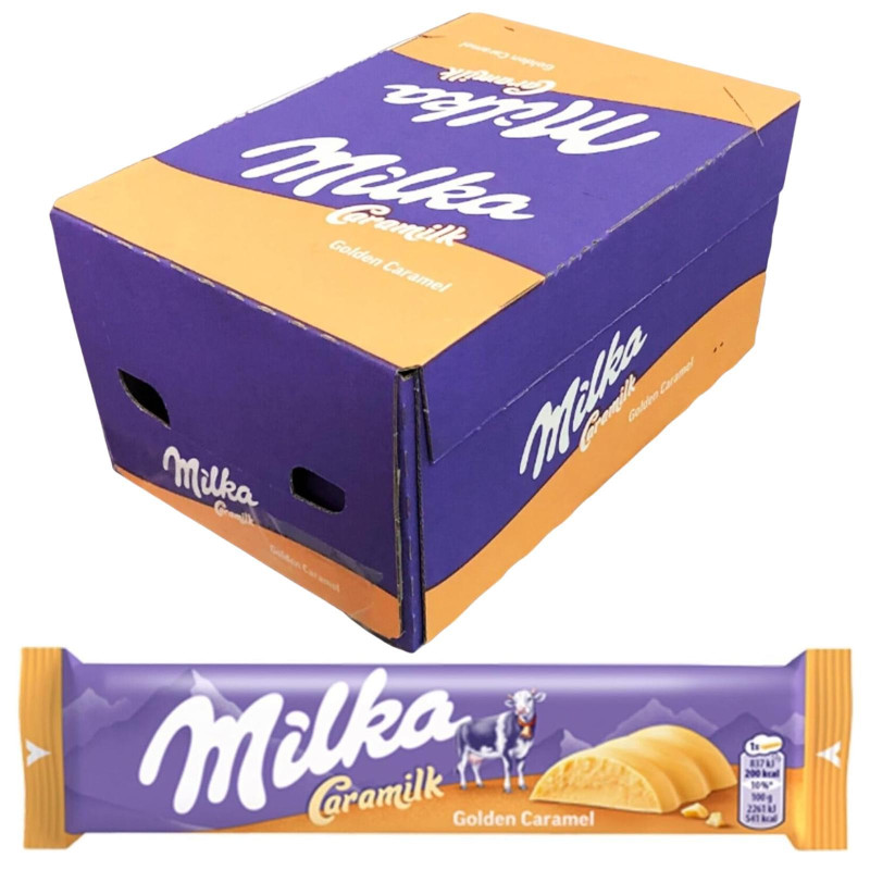 Barretta Cioccolato Milka Zack - Caramilk - Golden Caramel - 36 Pezzi da 37 g