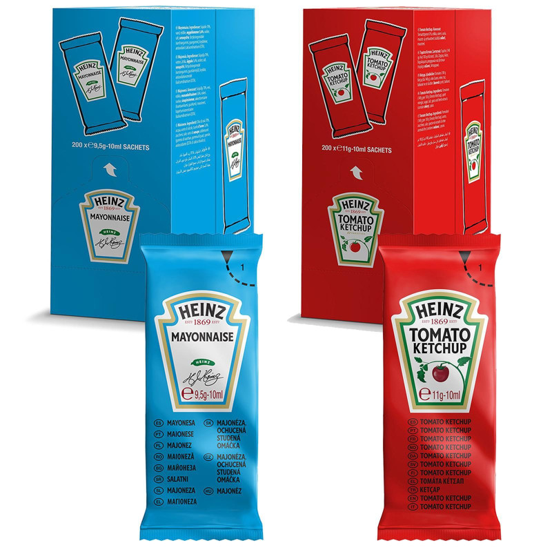 Set Salse Heinz - Monoporzione - Ketchup + Maionese - 400 Pezzi