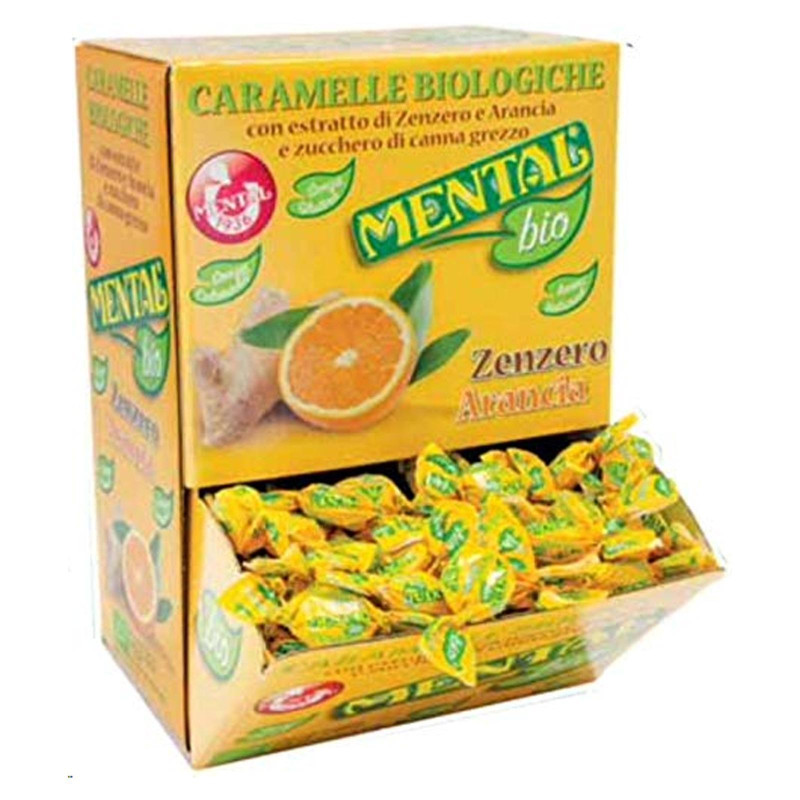 Caramelle Biologiche - Mental Bio - Zenzero e Arancia - Expo da 750 gr