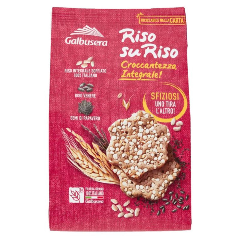 Galbusera - Cracker Riso Su Riso - Riso Venere e Semi Papavero - 200 g