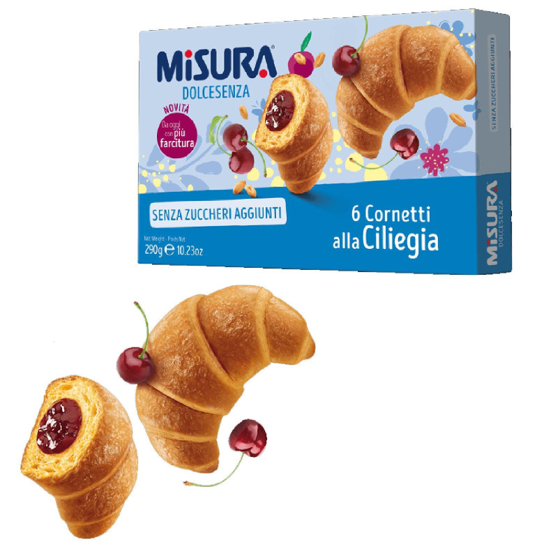 Cornetti Misura - Dolce Senza - 290 gr - 6 Cornetti alla Ciliegia