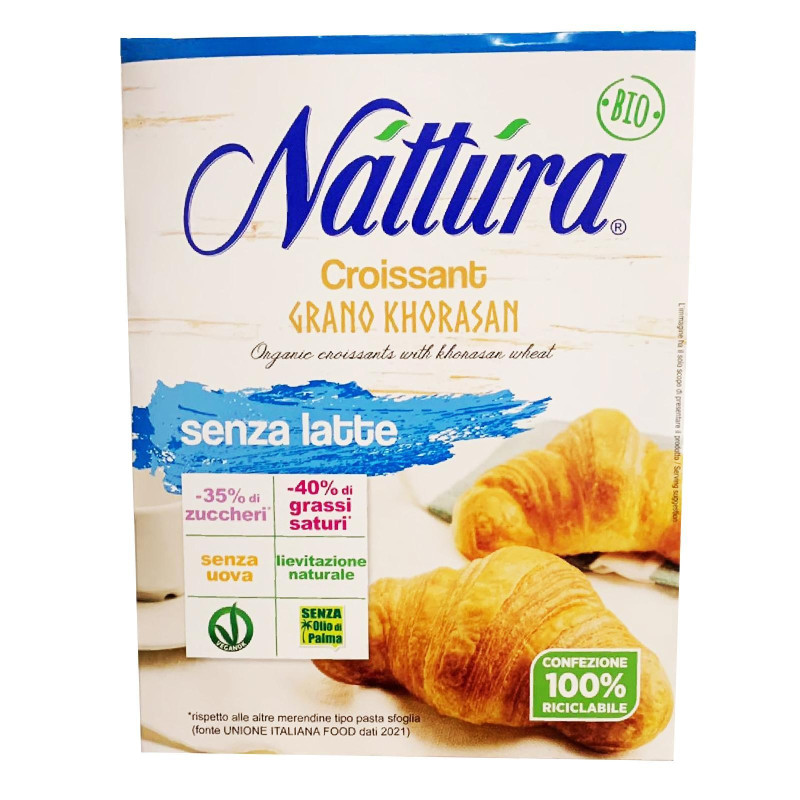 Cornetti Nattura - Croissant con Grano Khorasan - 4 Pezzi - 160 gr Senza Latte