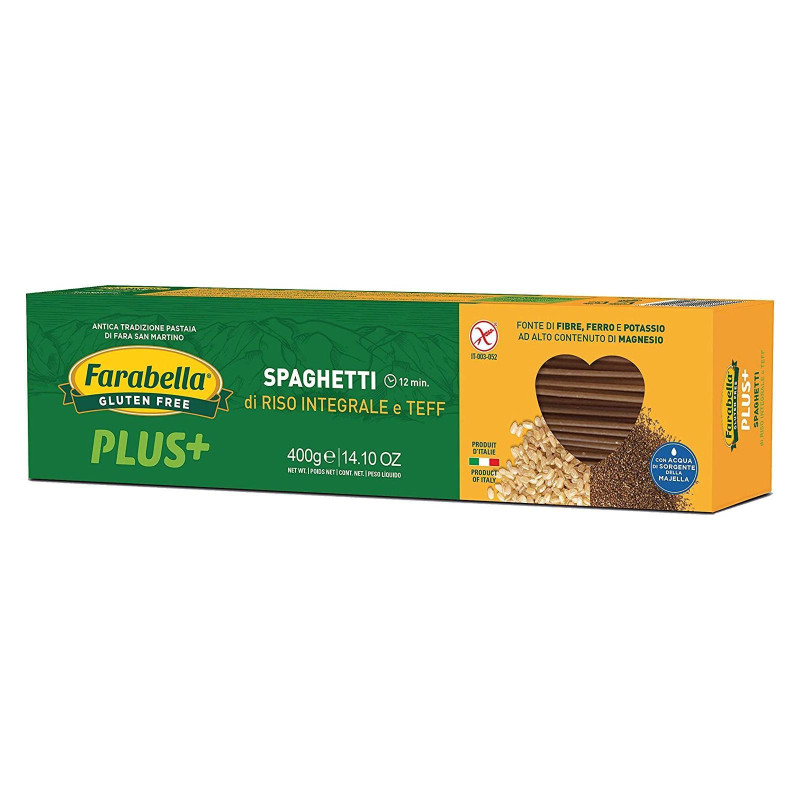 Pasta Farabella - Senza Glutine Plus - Spaghetti - Riso Integrale e Teff - Pacco da 400 g