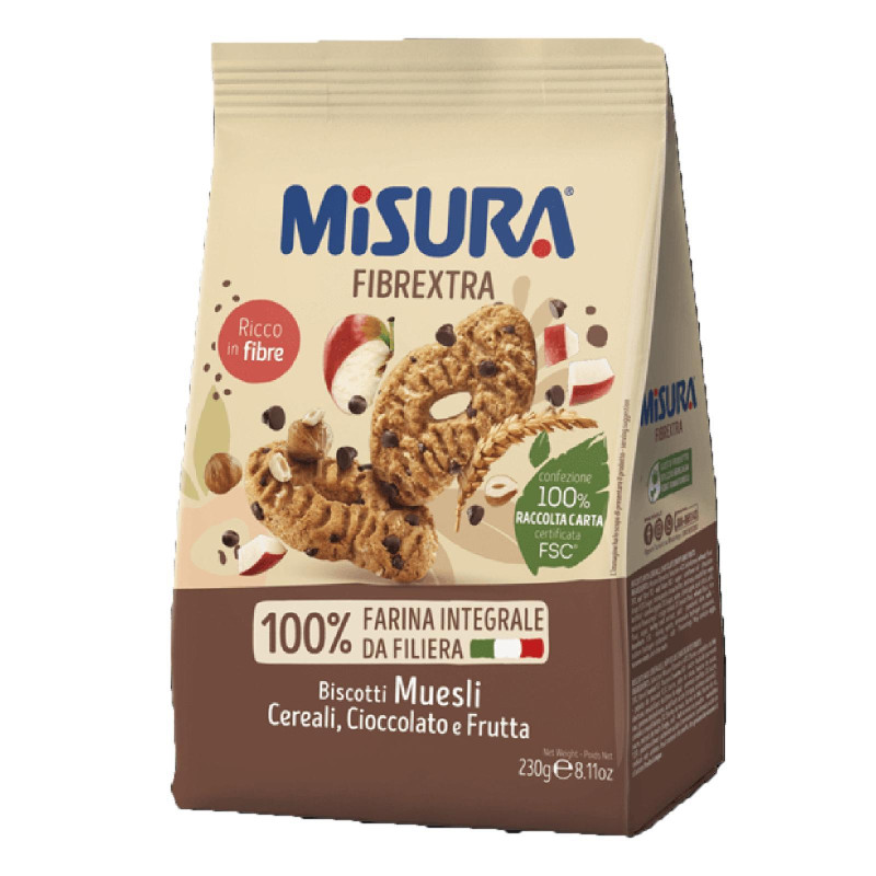 Biscotti Misura - Fibre Extra - Muesli 230 gr Cereali Frutta Integrali