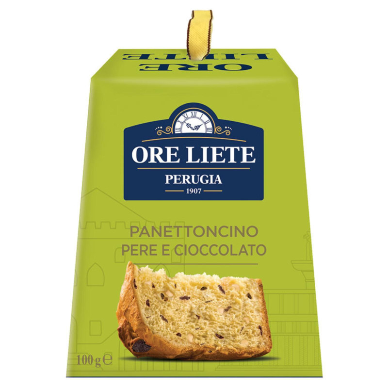 Mini Panettone - Ore Liete Perugia - Panettoncino Pere e Cioccolato - Astucciato - 18 x 100 g