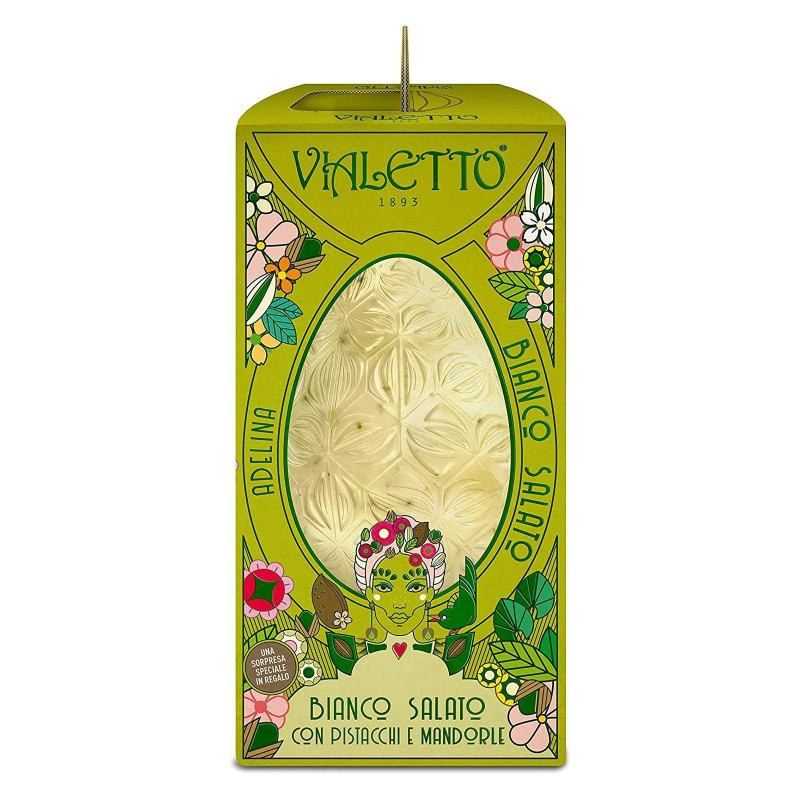 Uovo di Cioccolato - Vialetto - Adelina - Bianco Salato con Pistacchi e Mandorle - 300 g