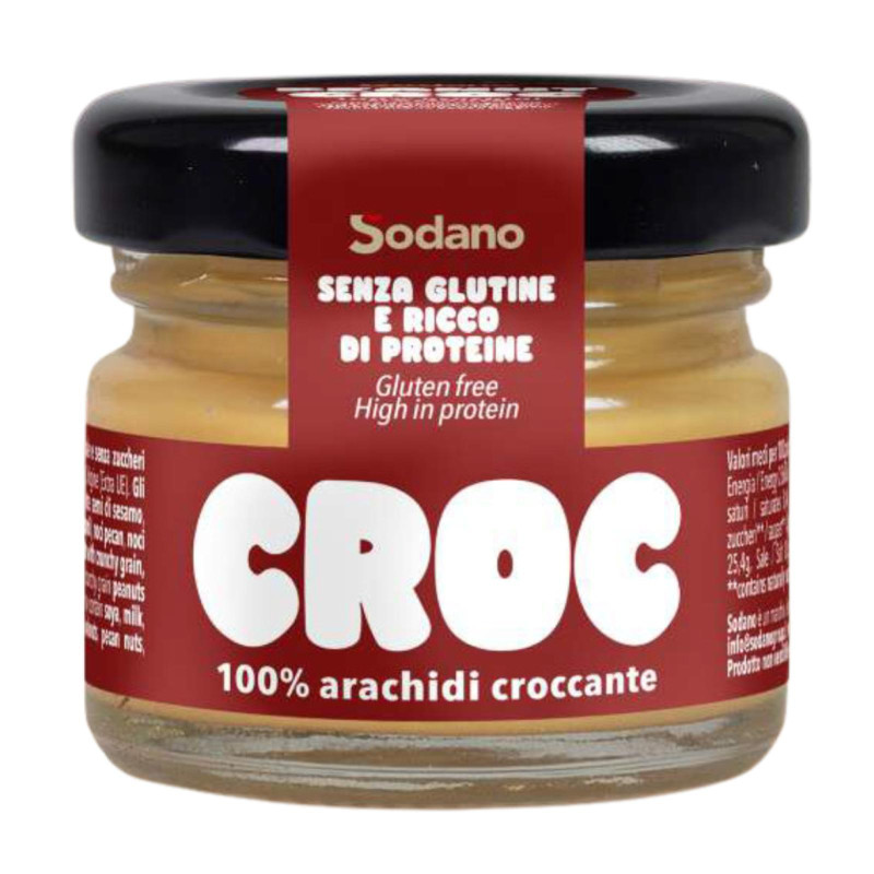 Crema Burro D'Arachidi Croccanti - Sodano - 100% Arachidi Croccanti - 15 Barattolini da 20 g