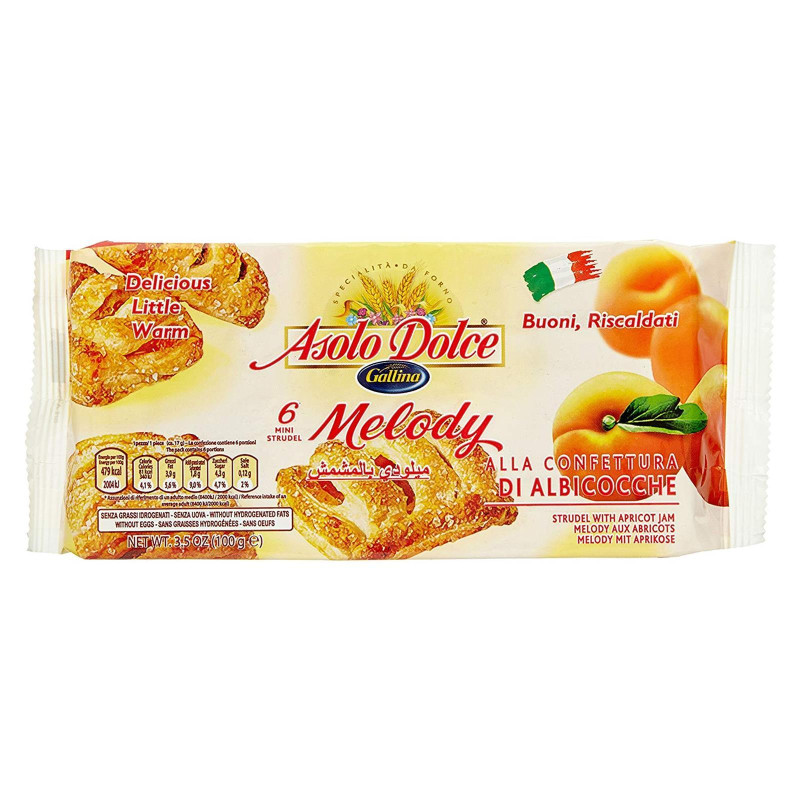 Mini Strudel Melody - Asolo Dolce - Sfoglini all' Albicocca - 100 gr