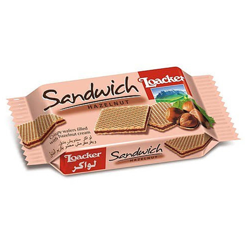 Biscotti Wafer Loacker - Sandwich Hazelnut - Nocciola - 75 gr