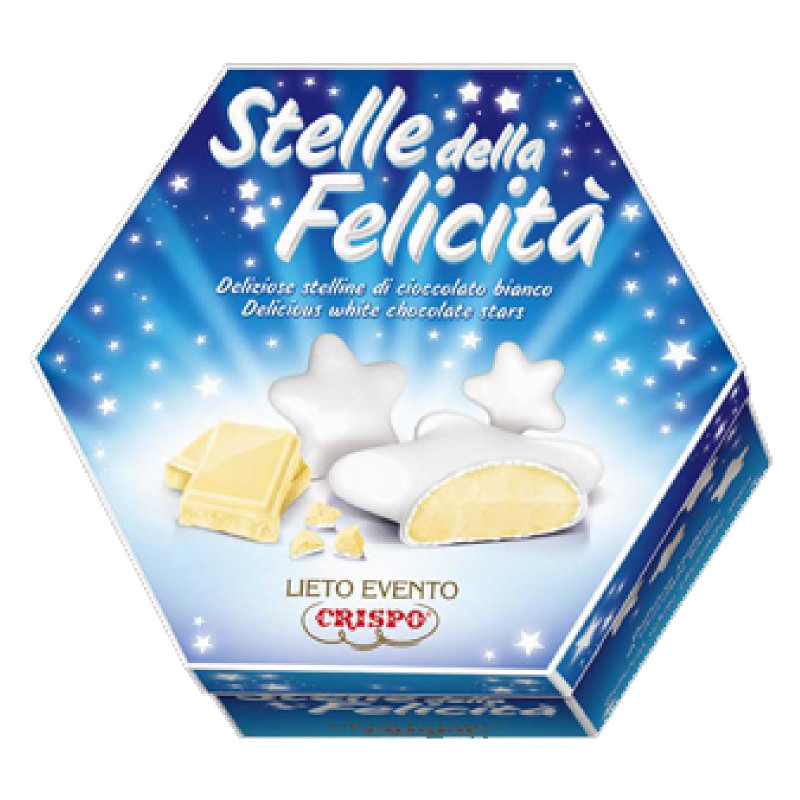 Confetti Crispo - Stelle Felicità - Bianco - 500 g - Incartati singolarmente