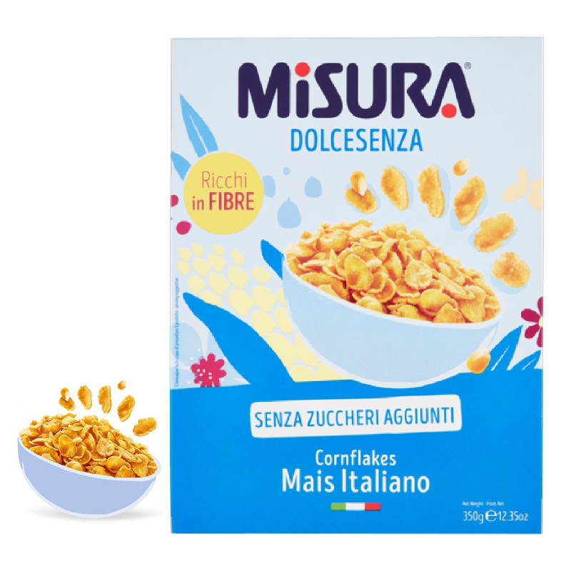 Cereali Corn Flakes - Fiocchi di Mais - Mais Italiano - Misura - Dolce Senza - 350 gr