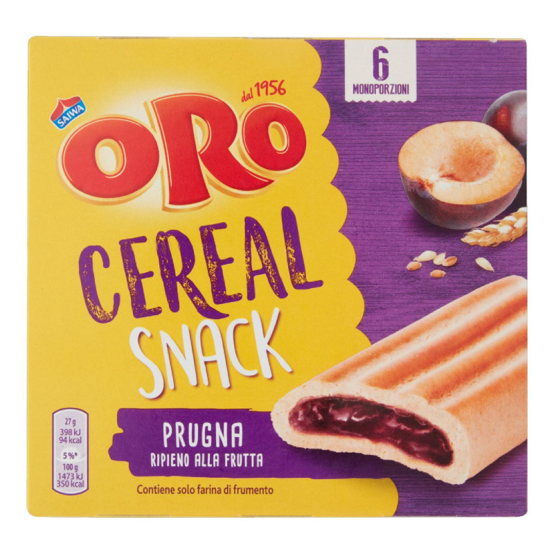 Biscotti Oro Saiwa - Cereal Snack - Prugna 162 g 6 pz Snack Barretta