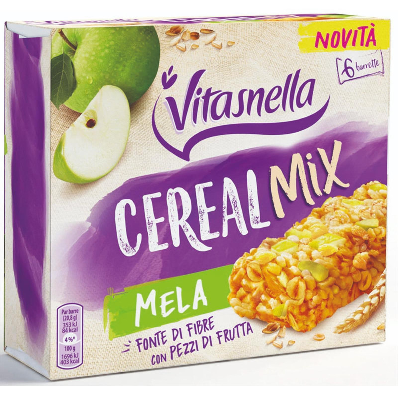 Barretta Cereali Vitasnella - Cereal Mix Mela - 162 gr - 6 pz