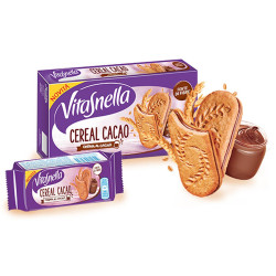 Biscotti Cereal Cacao Vitasnella - Crema Al Cacao -253 gr - 5 pz