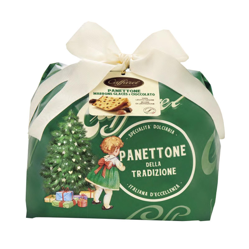 Panettone Caffarel - Panettone Marrons Glaces E Cioccolato - 1 Kg - Incartato a Mano