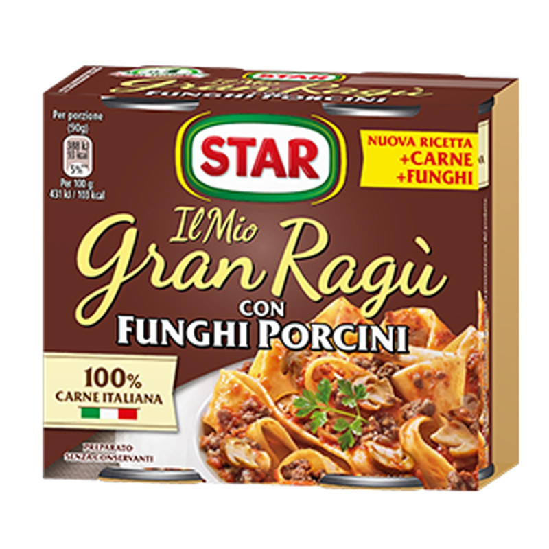 Sughi Star - Il Mio Gran Ragù Con Funghi Porcini - 2 Barattoli da 180 gr