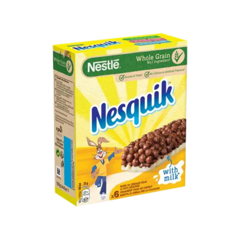 Barrette di Cereali - Nestlé - Nesquik - Con Base Di Cioccolato Bianco - Confezione da 6 Barrette da 25 g 