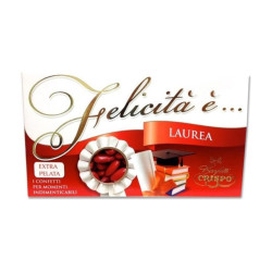 Confetti Crispo - Felicità e Laurea - Mandorla - Extra Pelati - Rosso - 1 Kg