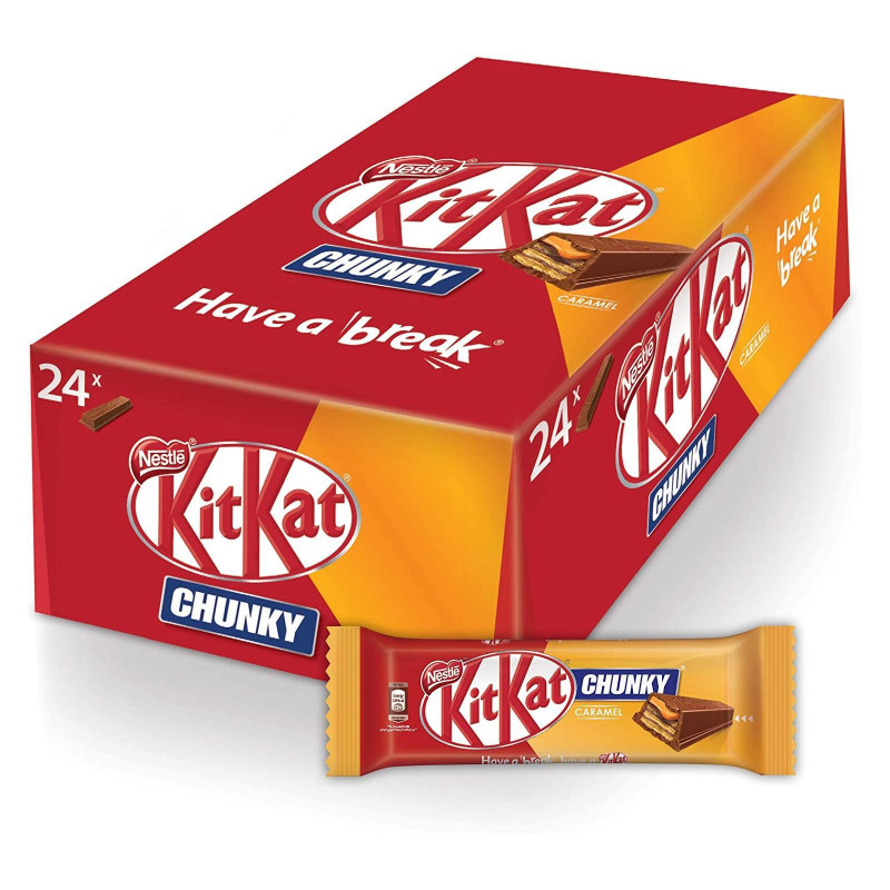 Barrette di Cioccolato al Latte - Kit Kat Chunky Caramel - 24 Pezzi da 43,5 g