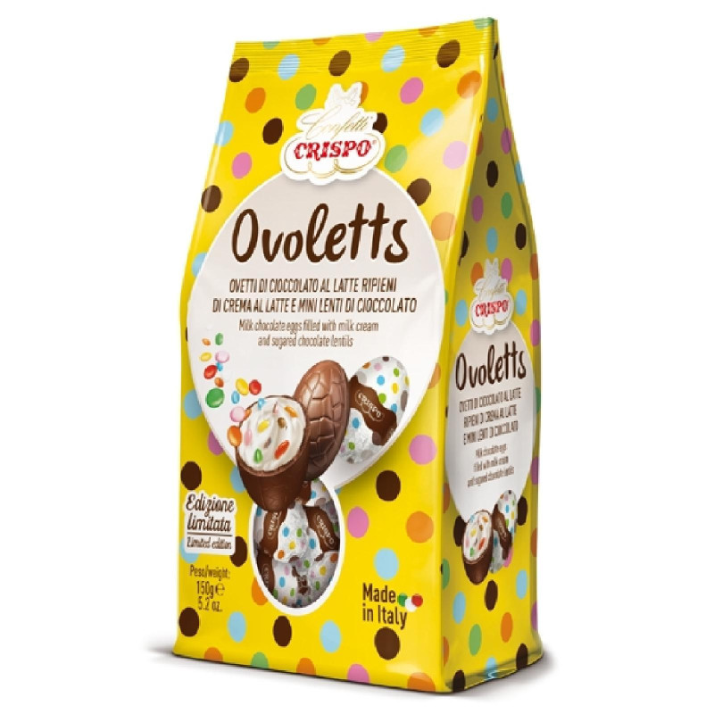 Ovetti Cioccolato Crispo - Ovoletts - Cioccolato Latte con Lenti di Cioccolato - Busta da 350 g